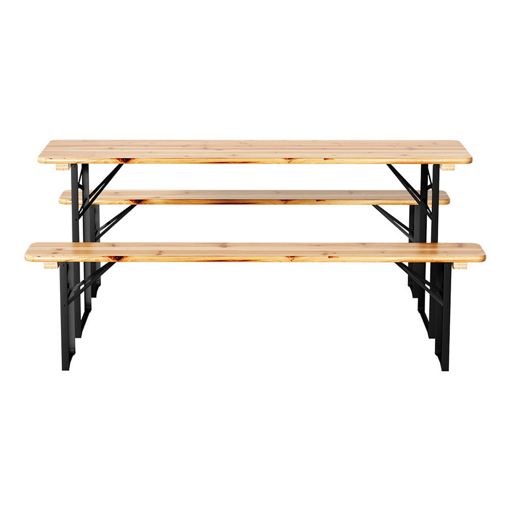 TWSC 3 PCS Outdoor Furniture Dining Set Lounge Setting Patio Wooden Bench