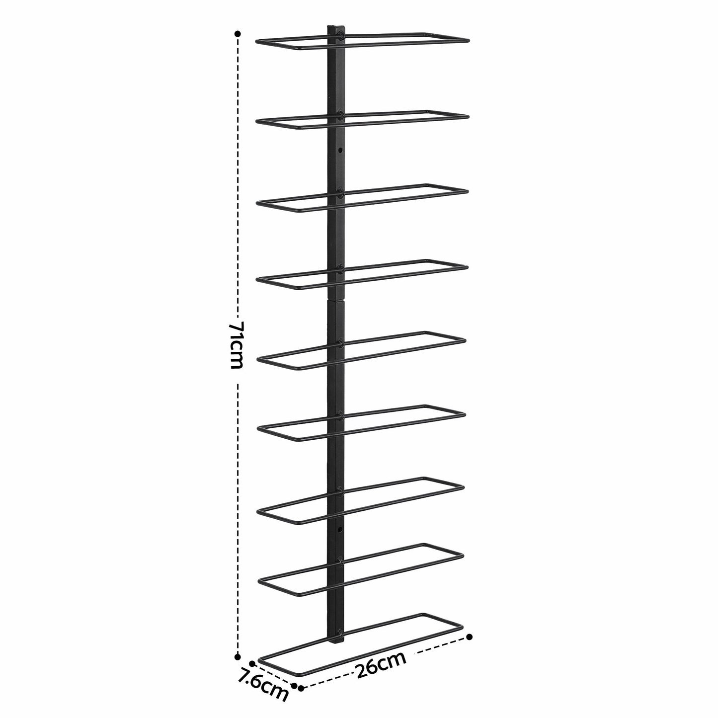 TWSC Wall Mounted Wine Rack 9 Bottles Display Storage Organizer Metal Black