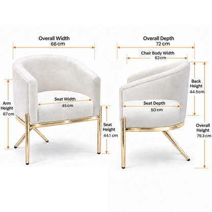 Artiss Armchair Velvet Lounge Accent Chair Nursing Sofa White, Single Sofa Armchair for Living Room, Bedroom, Office and Vanity.