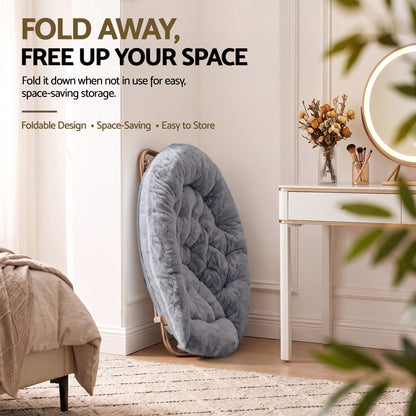 Artiss Cozy Saucer Chair Soft Faux Fur Folding Accent Chair for Bedroom Grey