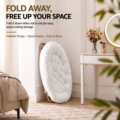 Cozy Folding Faux Fur Saucer Chair – White