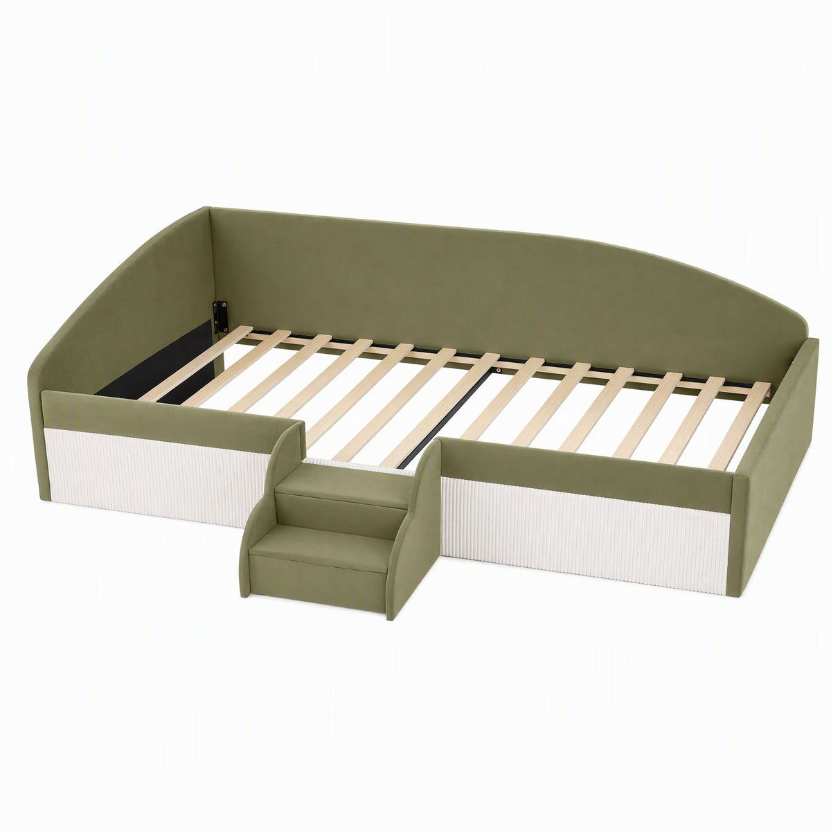 Artiss King Single Upholstered Daybed Sofa Bed with Centre Stairs, Olive