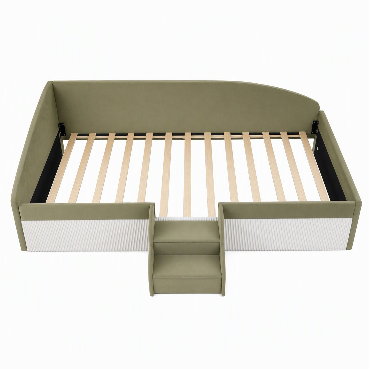 Artiss King Single Upholstered Daybed Sofa Bed with Centre Stairs, Olive