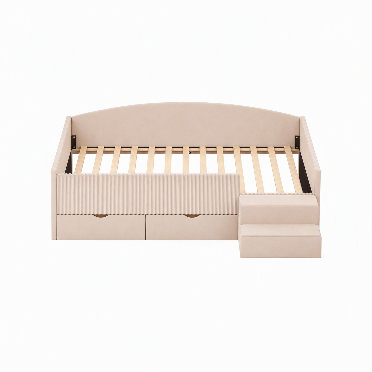 Artiss Single Upholstered Daybed with Side Stairs & Storage Drawers, Beige