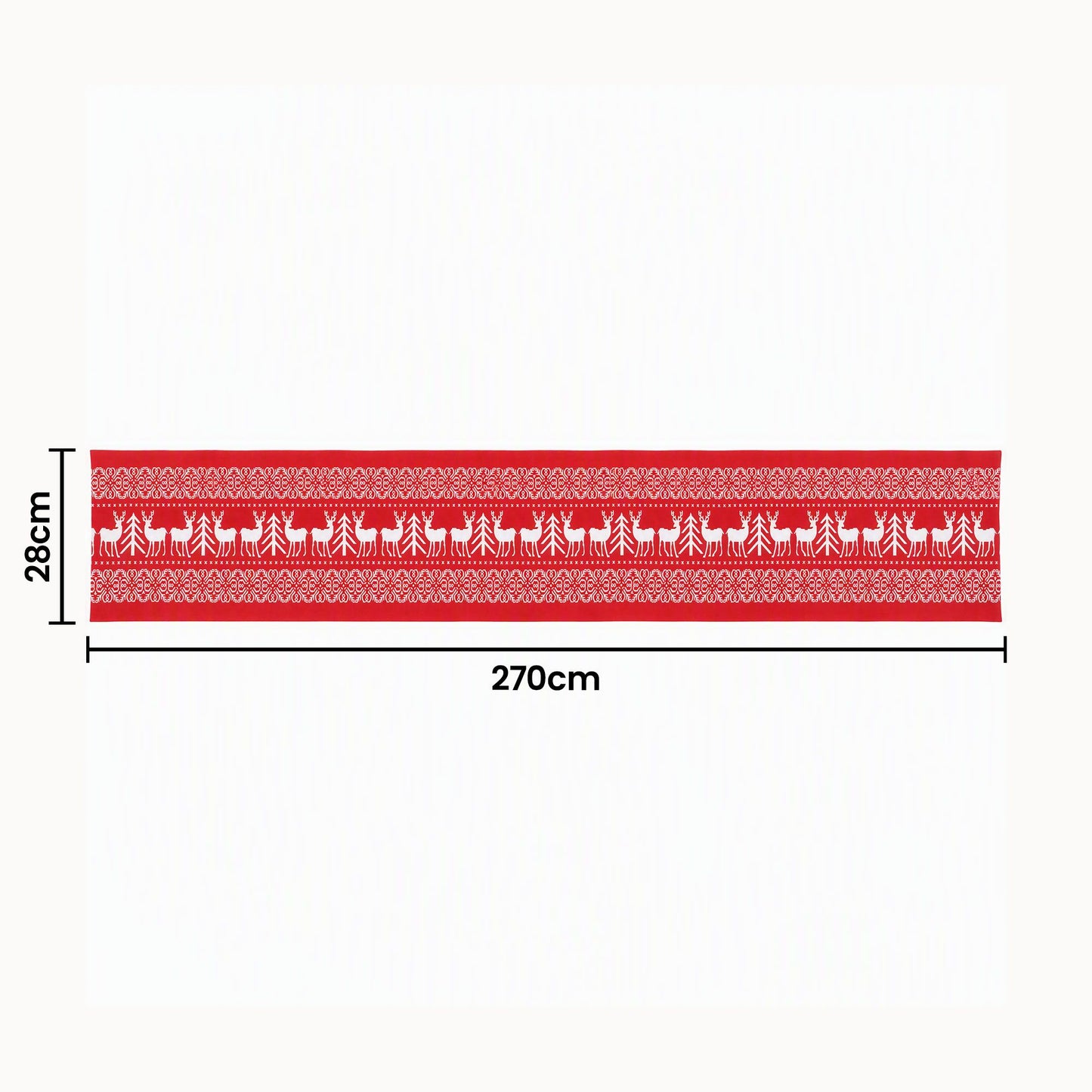 Jingle Jollys Christmas Table Runner Reindeers 270x28CM Dining Party Decor Red