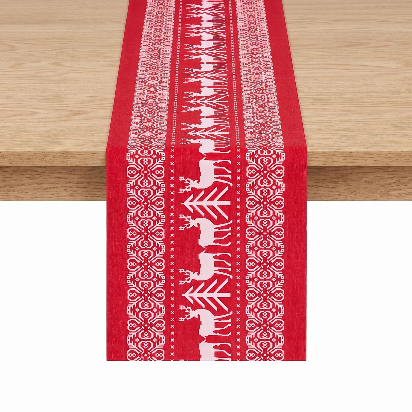 Jingle Jollys Christmas Table Runner Reindeers 270x28CM Dining Party Decor Red