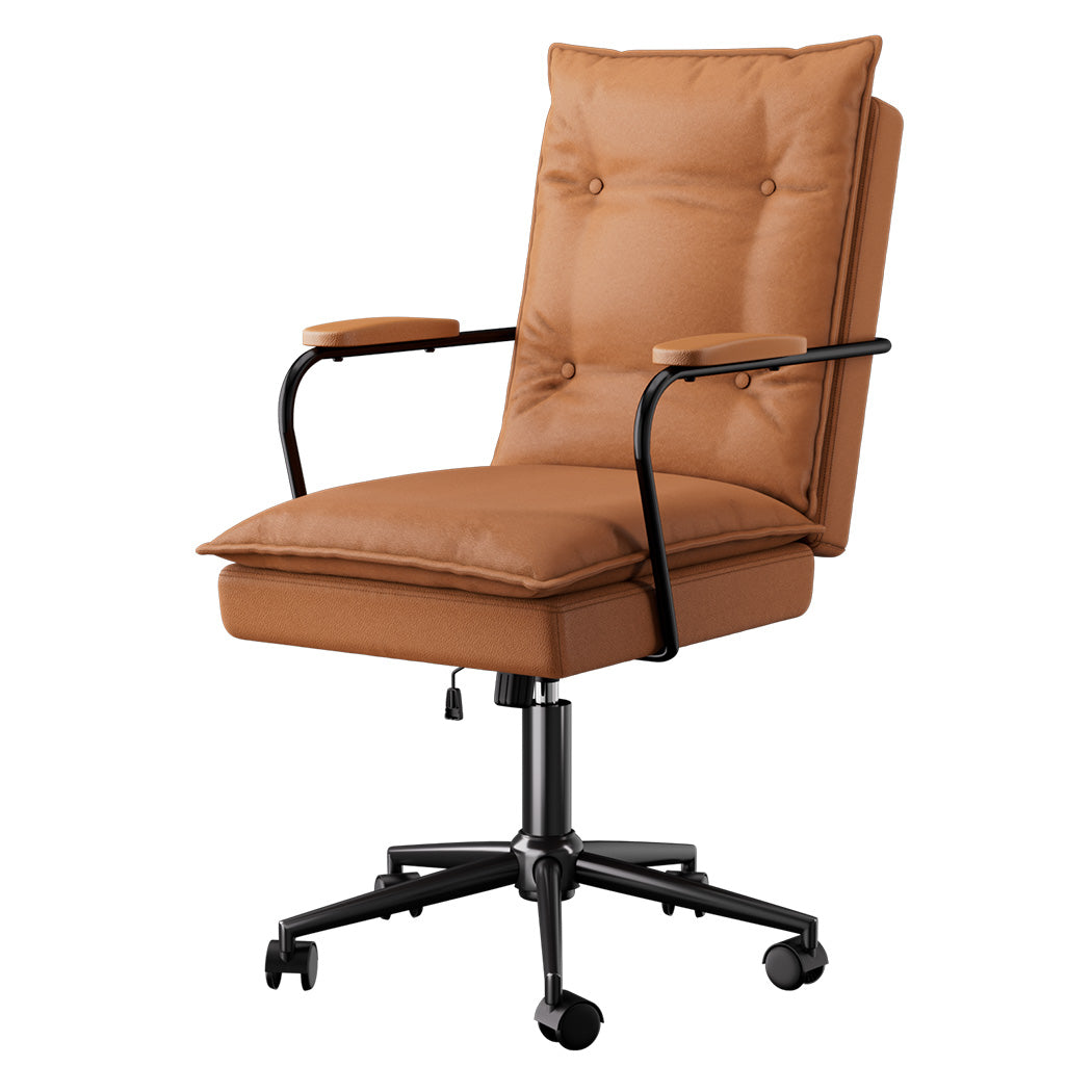 LEVEDE Ergonomic Office Chair Computer PU Brown-1919278357695041536