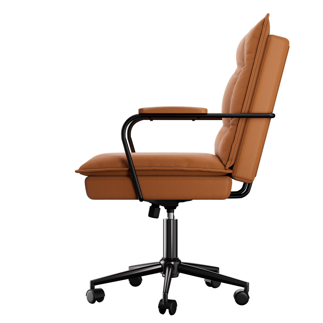 LEVEDE Ergonomic Office Chair Computer PU Brown-1919278357695041537