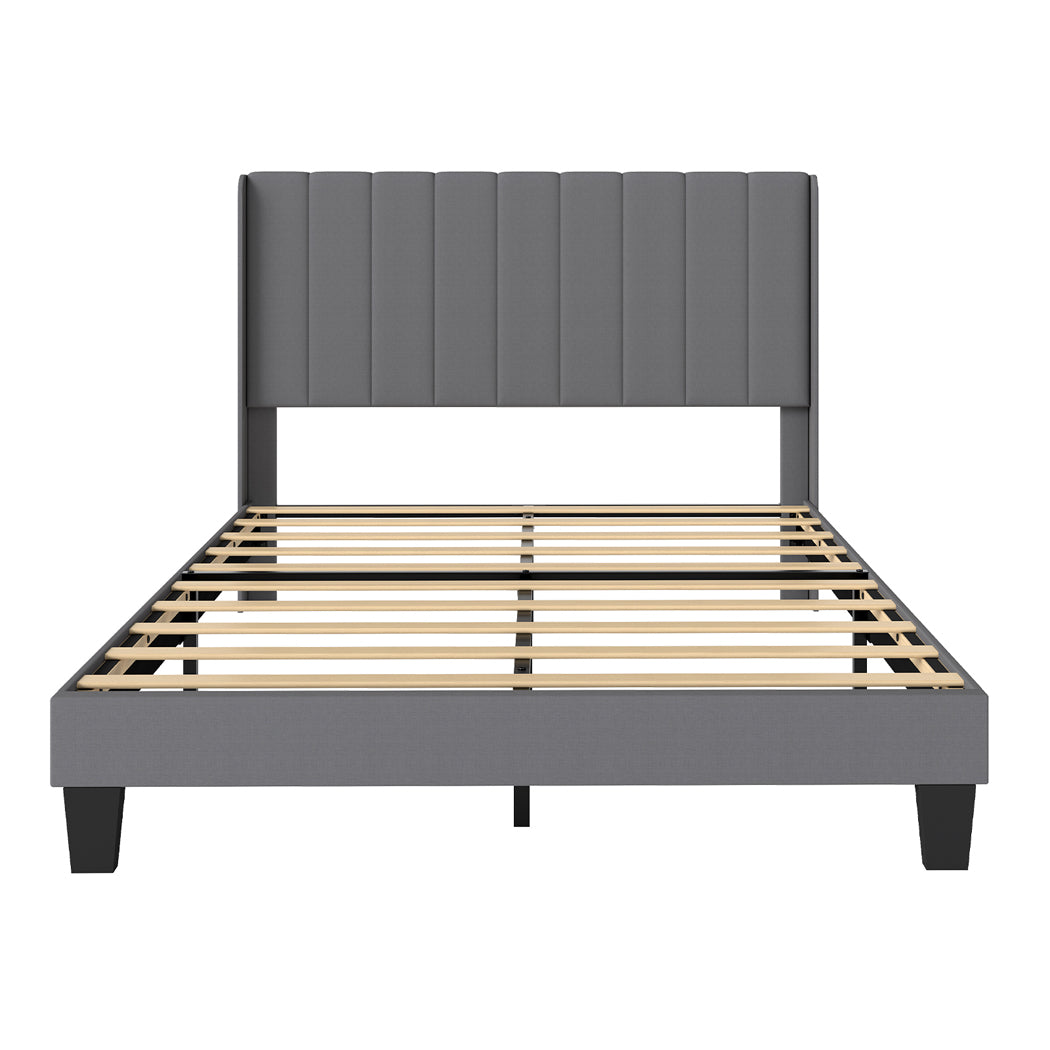 Levede Metal Wooden Bed Frame Queen Panel Plush Upholstered Soft Headboard Grey-2065254298949914625
