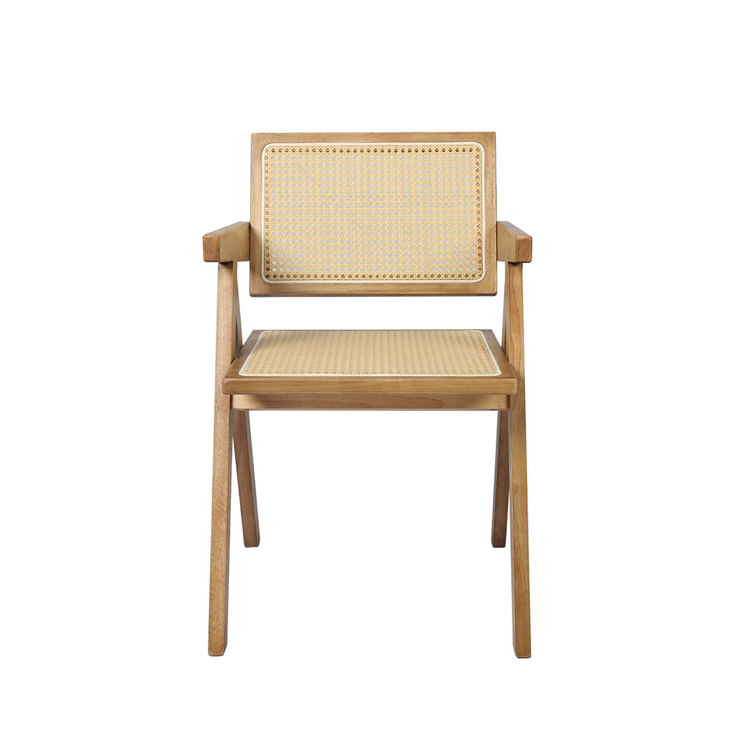 Levede 1x Dining Chair Solid Wood Rattan Natural-2065254615884107777
