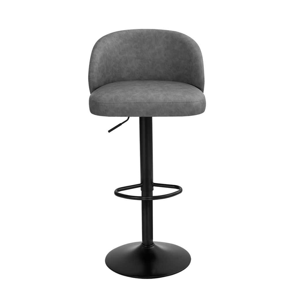 Levede 4x Bar Stool Swivel Gas Lift PU Leather Grey-2065254252326031361