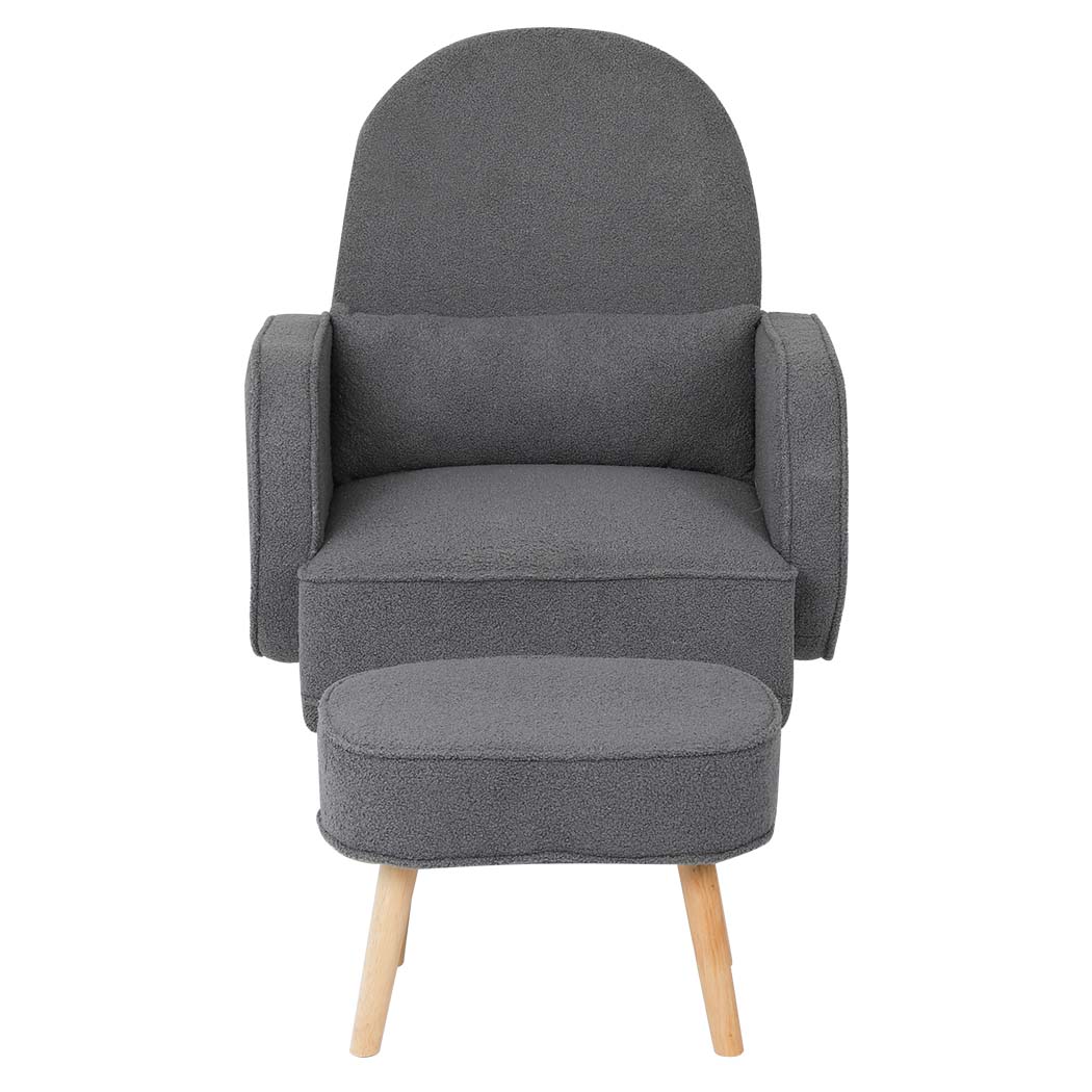 Levede Fleece Rocking Chair with footstool-1910112232834994177