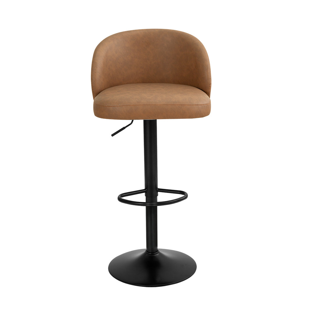 Levede 4x Bar Stool Swivel Gas Lift PU Leather Brown-2065254252045012993