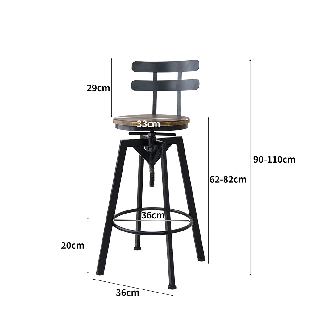 Levede 2x Bar Stool Industrial Adjustable-2065254251264872450