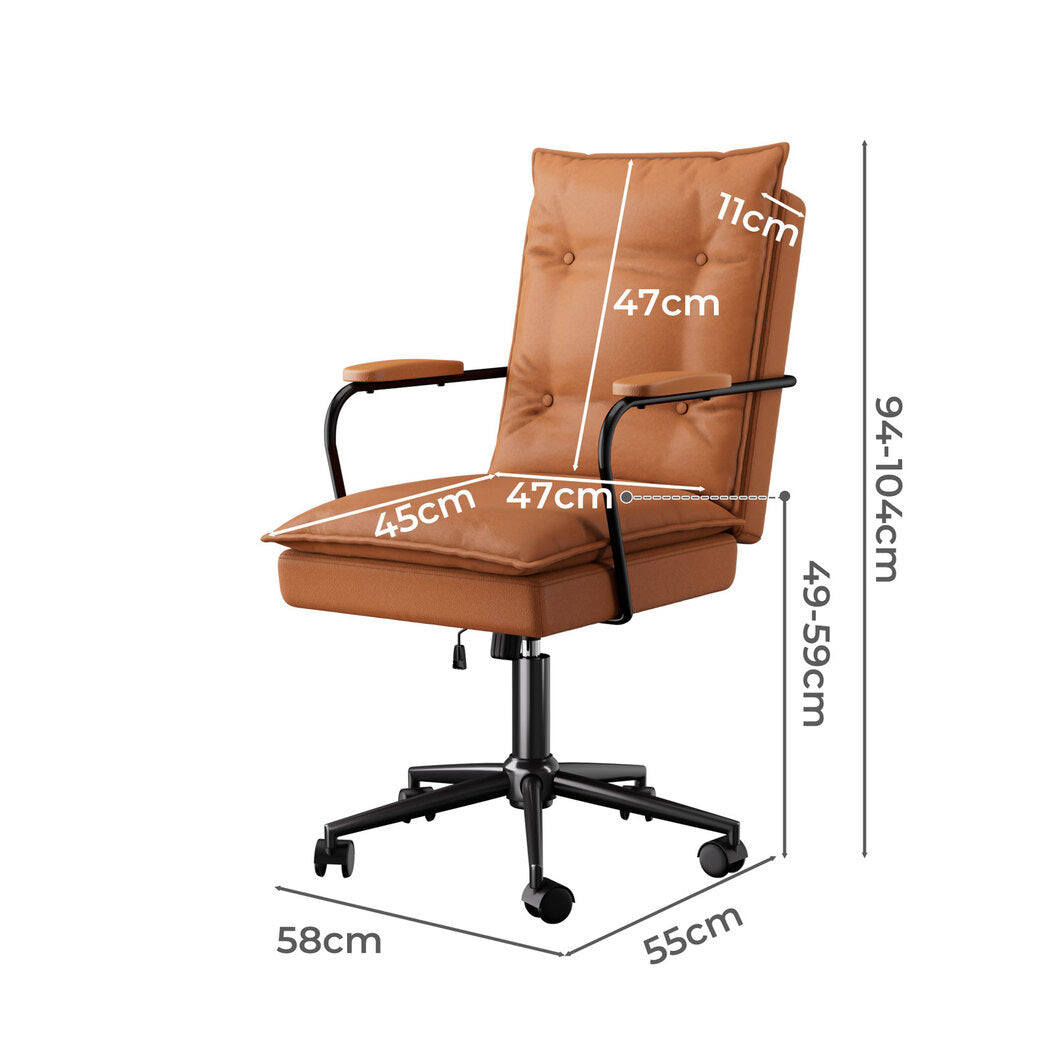 LEVEDE Ergonomic Office Chair Computer PU Brown-1919278357695041538