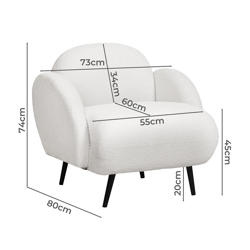 Levede Sofa Chair Fleece Upholstered Single White-2006732843727851522