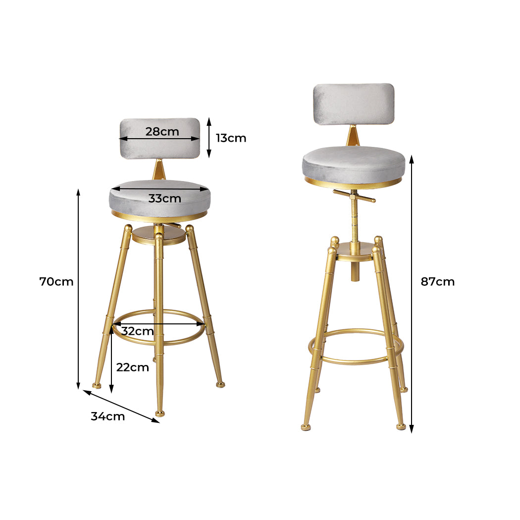 Levede 4x Swivel Bar Stools Kitchen Bar Chair Grey-2065254250719612930