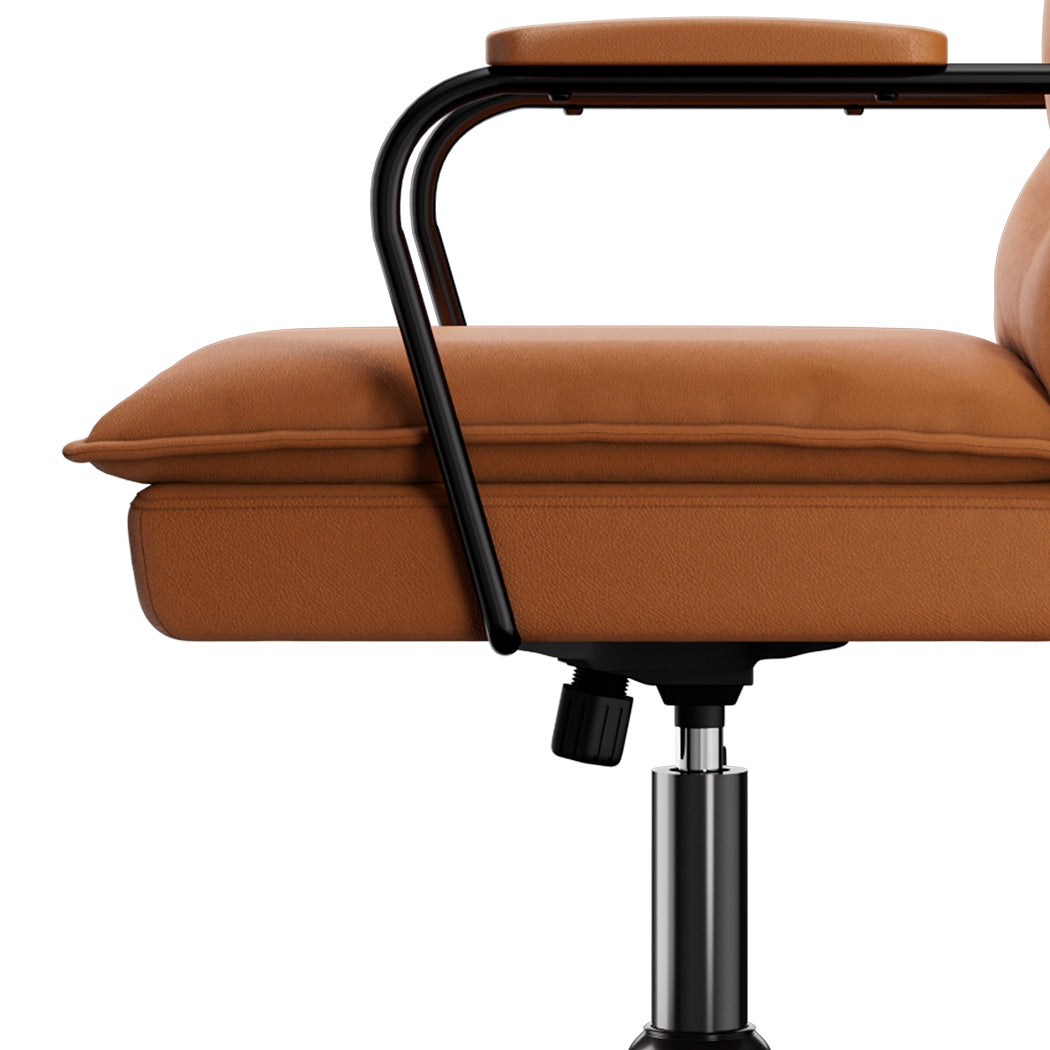 LEVEDE Ergonomic Office Chair Computer PU Brown-1919278357695041539