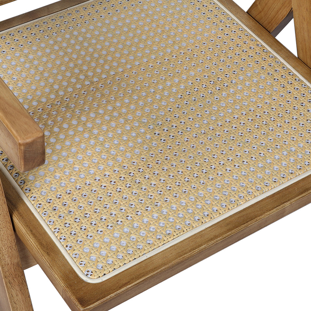 Levede 1x Dining Chair Solid Wood Rattan Natural-2065254615884107779