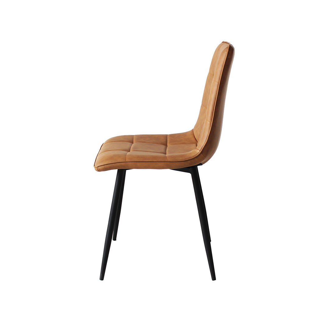 Levede 4x Dining Chairs Kitchen Chair Brown Faux Leather-2025742039429287939