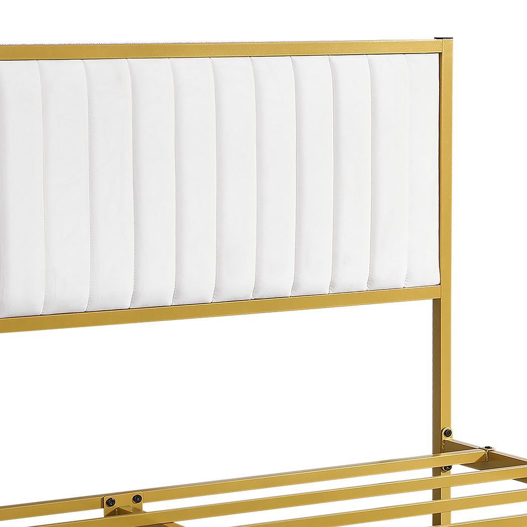 Levede Metal Bed Frame Under Bed Storage Double Beige-1910112273498771460