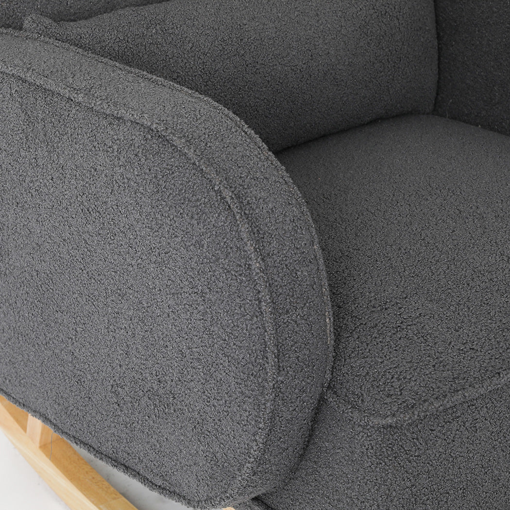 Levede Fleece Rocking Chair with footstool-1910112232834994180