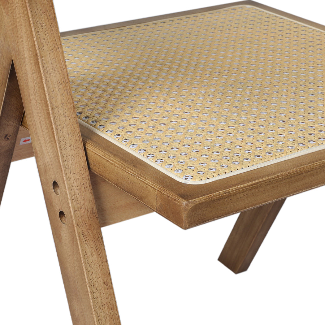 Levede 1x Dining Chair Solid Wood Rattan Natural-2065254615884107780