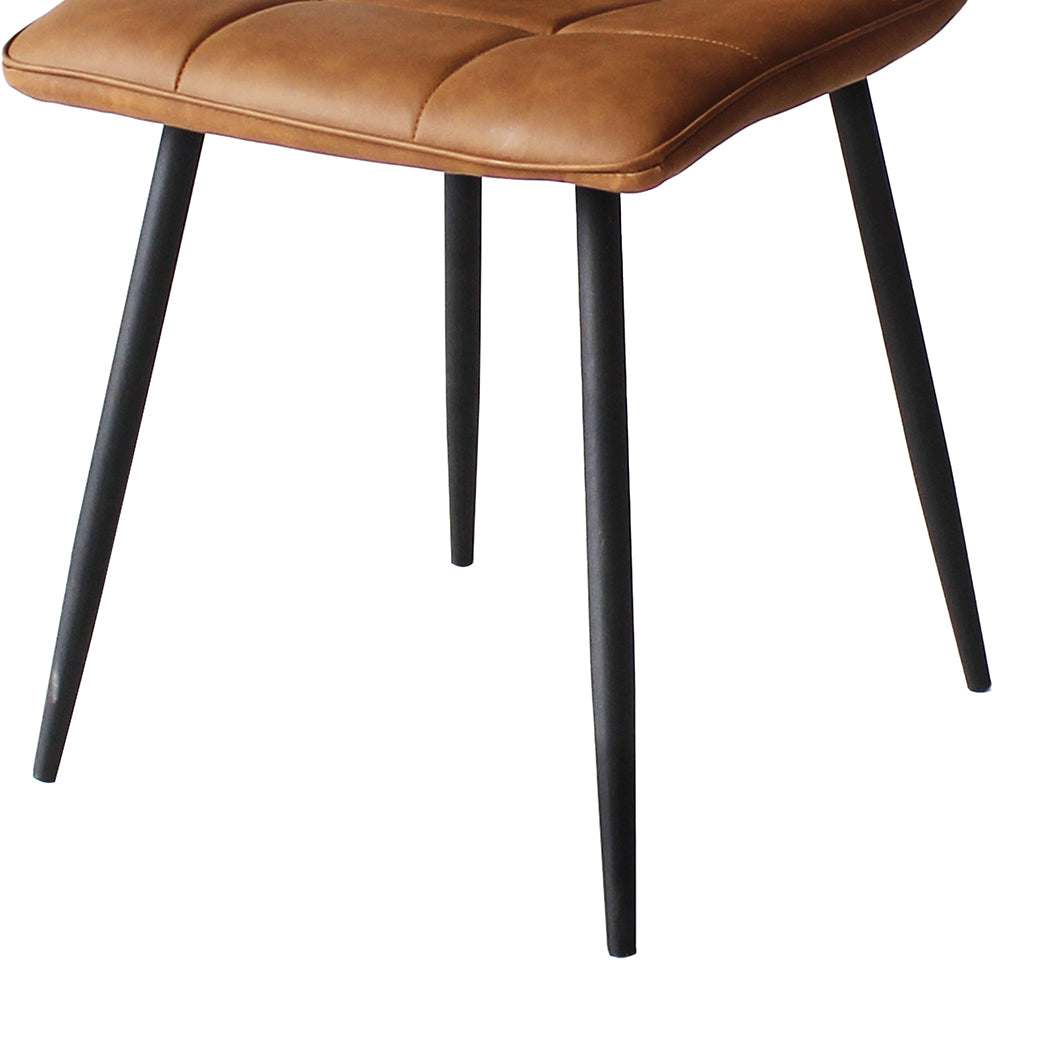 Levede 4x Dining Chairs Kitchen Chair Brown Faux Leather-2025742039429287941