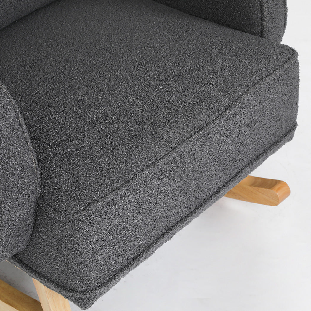 Levede Fleece Rocking Chair with footstool-1910112232834994181