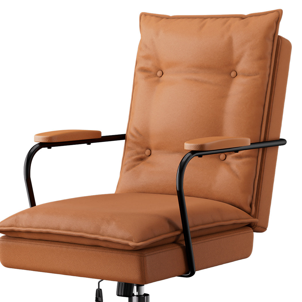 LEVEDE Ergonomic Office Chair Computer PU Brown-1919278357695041541